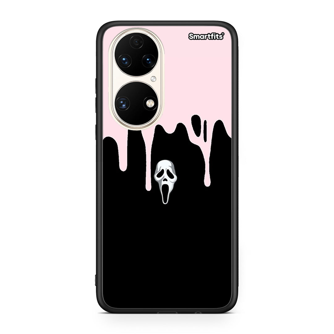 Huawei P50 Melting Halloween Mask Θήκη από τη Smartfits με σχέδιο στο πίσω μέρος και μαύρο περίβλημα | Smartphone case with colorful back and black bezels by Smartfits
