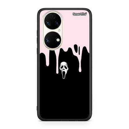 Huawei P50 Melting Halloween Mask Θήκη από τη Smartfits με σχέδιο στο πίσω μέρος και μαύρο περίβλημα | Smartphone case with colorful back and black bezels by Smartfits