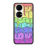 Thumbnail for Huawei P50 Melting Rainbow θήκη από τη Smartfits με σχέδιο στο πίσω μέρος και μαύρο περίβλημα | Smartphone case with colorful back and black bezels by Smartfits