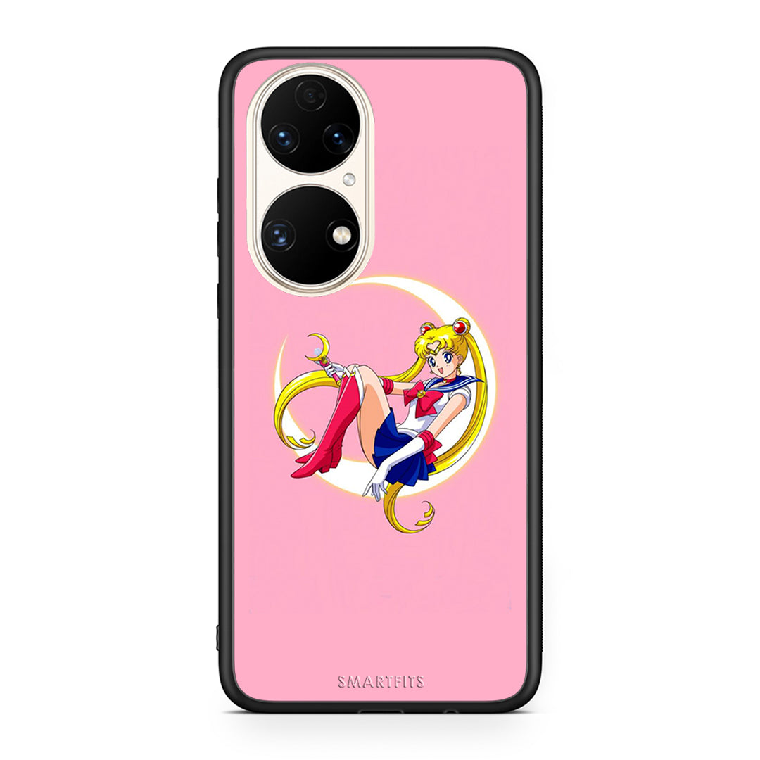 Huawei P50 Moon Girl θήκη από τη Smartfits με σχέδιο στο πίσω μέρος και μαύρο περίβλημα | Smartphone case with colorful back and black bezels by Smartfits