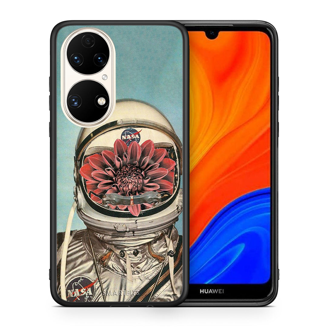 Θήκη Huawei P50 Nasa Bloom από τη Smartfits με σχέδιο στο πίσω μέρος και μαύρο περίβλημα | Huawei P50 Nasa Bloom case with colorful back and black bezels