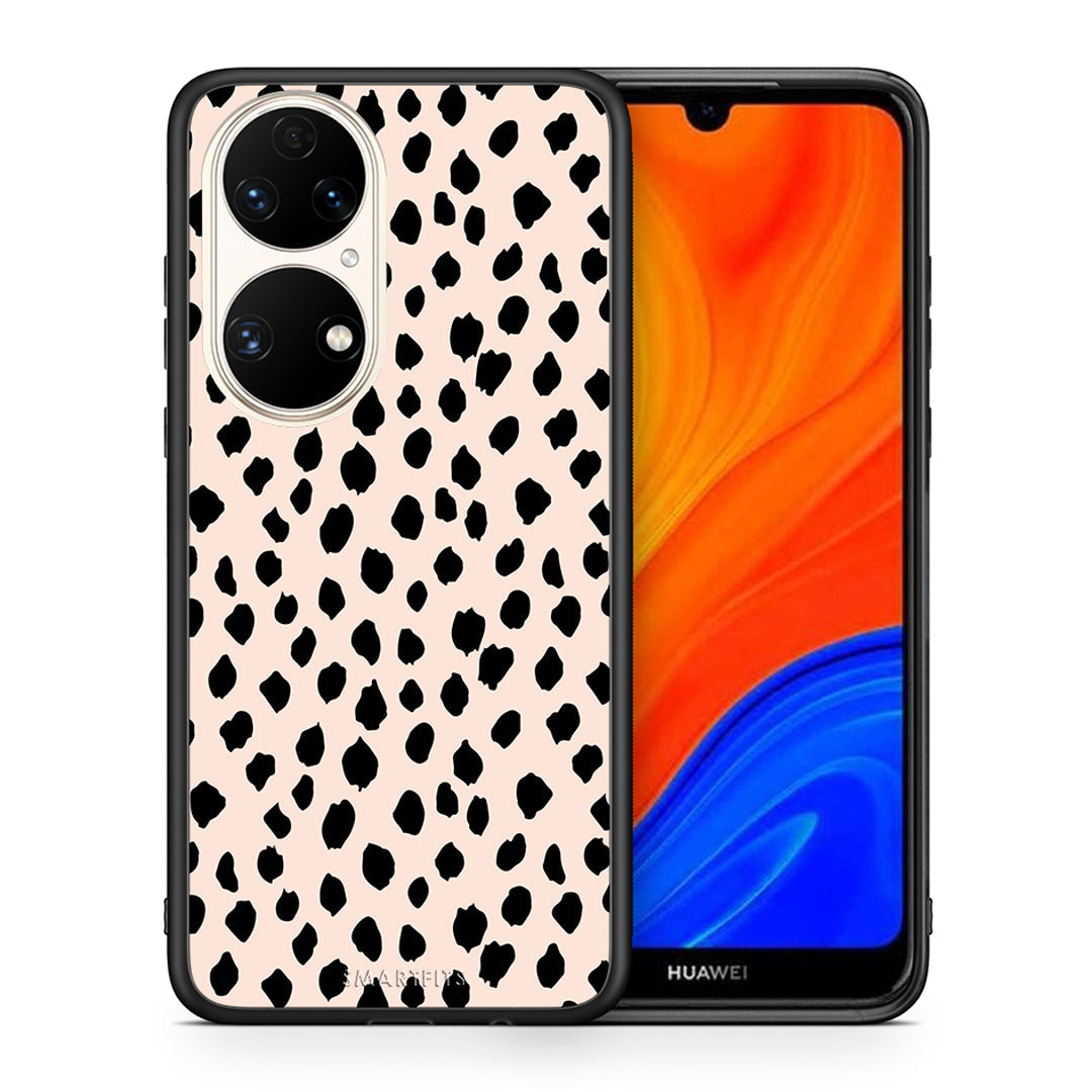 Θήκη Huawei P50 New Polka Dots από τη Smartfits με σχέδιο στο πίσω μέρος και μαύρο περίβλημα | Huawei P50 New Polka Dots case with colorful back and black bezels