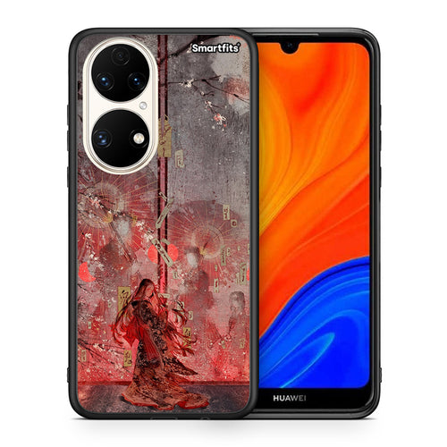 Θήκη Huawei P50 Nezuko Kamado από τη Smartfits με σχέδιο στο πίσω μέρος και μαύρο περίβλημα | Huawei P50 Nezuko Kamado case with colorful back and black bezels