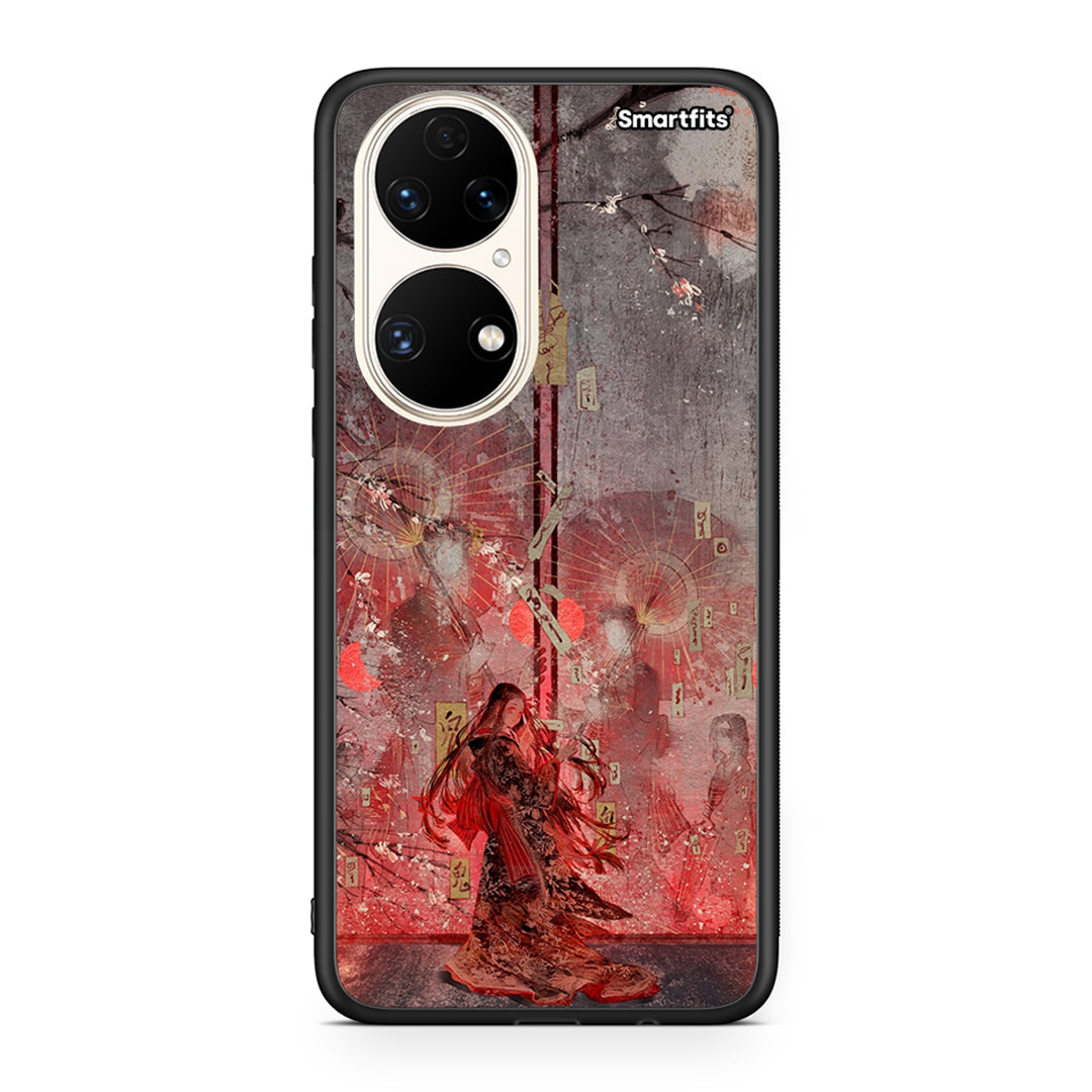 Huawei P50 Nezuko Kamado θήκη από τη Smartfits με σχέδιο στο πίσω μέρος και μαύρο περίβλημα | Smartphone case with colorful back and black bezels by Smartfits