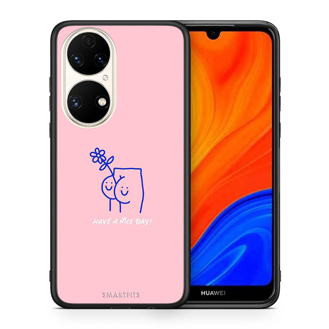 Θήκη Huawei P50 Nice Day από τη Smartfits με σχέδιο στο πίσω μέρος και μαύρο περίβλημα | Huawei P50 Nice Day case with colorful back and black bezels