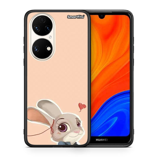 Θήκη Huawei P50 Nick Wilde And Judy Hopps Love 2 από τη Smartfits με σχέδιο στο πίσω μέρος και μαύρο περίβλημα | Huawei P50 Nick Wilde And Judy Hopps Love 2 case with colorful back and black bezels