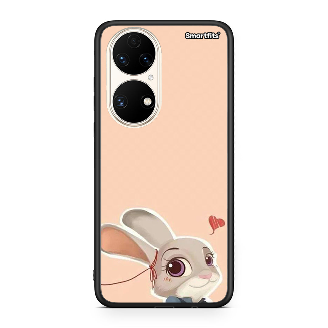 Huawei P50 Nick Wilde And Judy Hopps Love 2 θήκη από τη Smartfits με σχέδιο στο πίσω μέρος και μαύρο περίβλημα | Smartphone case with colorful back and black bezels by Smartfits