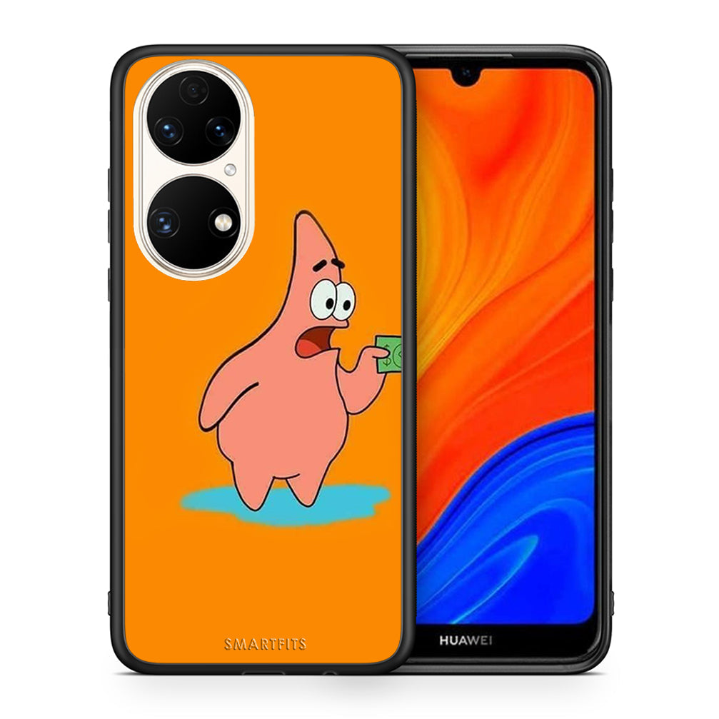 Θήκη Αγίου Βαλεντίνου Huawei P50 No Money 1 από τη Smartfits με σχέδιο στο πίσω μέρος και μαύρο περίβλημα | Huawei P50 No Money 1 case with colorful back and black bezels