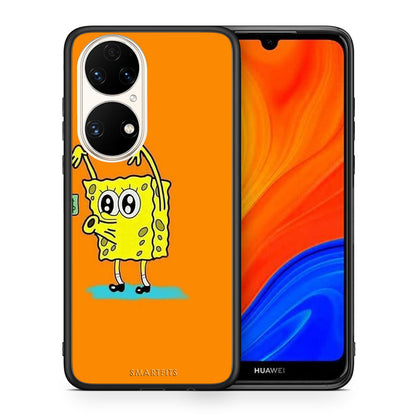 Θήκη Αγίου Βαλεντίνου Huawei P50 No Money 2 από τη Smartfits με σχέδιο στο πίσω μέρος και μαύρο περίβλημα | Huawei P50 No Money 2 case with colorful back and black bezels
