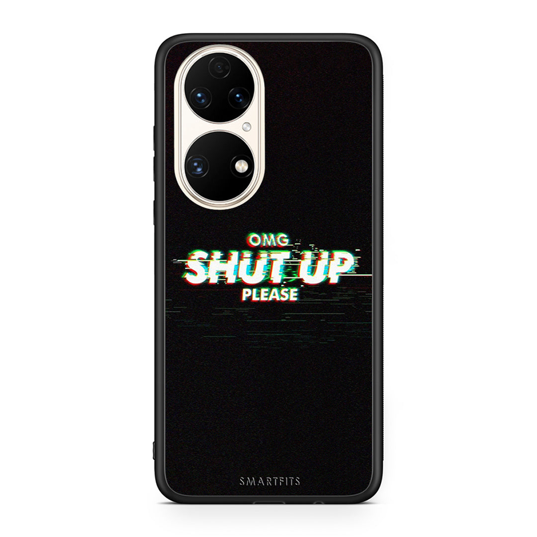 Huawei P50 OMG ShutUp θήκη από τη Smartfits με σχέδιο στο πίσω μέρος και μαύρο περίβλημα | Smartphone case with colorful back and black bezels by Smartfits