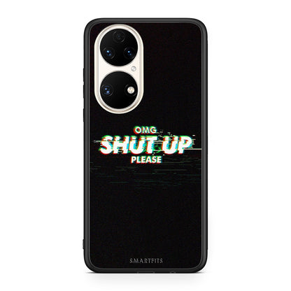 Huawei P50 OMG ShutUp θήκη από τη Smartfits με σχέδιο στο πίσω μέρος και μαύρο περίβλημα | Smartphone case with colorful back and black bezels by Smartfits