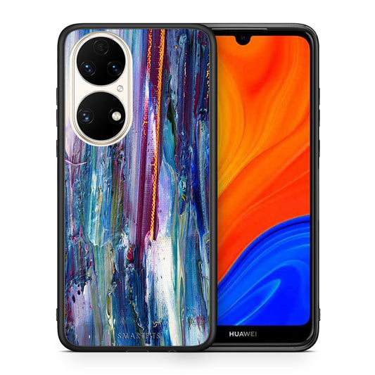 Θήκη Huawei P50 Winter Paint από τη Smartfits με σχέδιο στο πίσω μέρος και μαύρο περίβλημα | Huawei P50 Winter Paint case with colorful back and black bezels