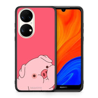 Thumbnail for Θήκη Αγίου Βαλεντίνου Huawei P50 Pig Love 1 από τη Smartfits με σχέδιο στο πίσω μέρος και μαύρο περίβλημα | Huawei P50 Pig Love 1 case with colorful back and black bezels