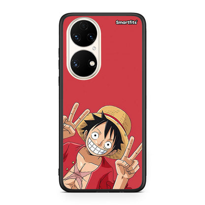 Huawei P50 Pirate Luffy Θήκη από τη Smartfits με σχέδιο στο πίσω μέρος και μαύρο περίβλημα | Smartphone case with colorful back and black bezels by Smartfits