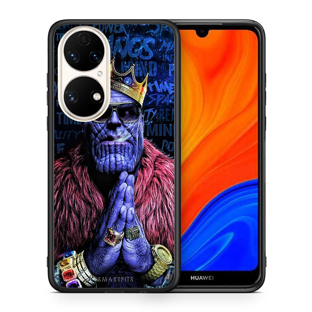 Θήκη Huawei P50 Thanos PopArt από τη Smartfits με σχέδιο στο πίσω μέρος και μαύρο περίβλημα | Huawei P50 Thanos PopArt case with colorful back and black bezels