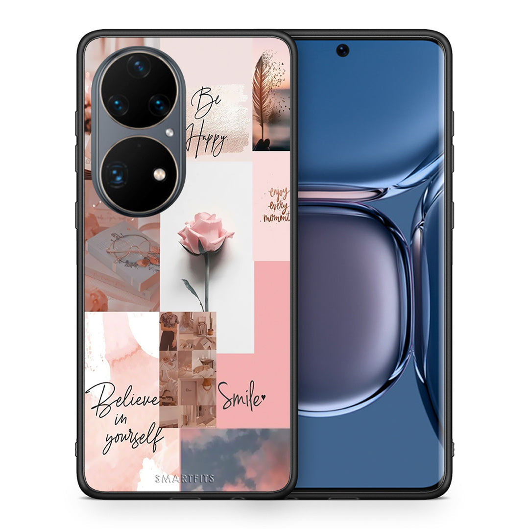 Θήκη Huawei P50 Pro Aesthetic Collage από τη Smartfits με σχέδιο στο πίσω μέρος και μαύρο περίβλημα | Huawei P50 Pro Aesthetic Collage case with colorful back and black bezels