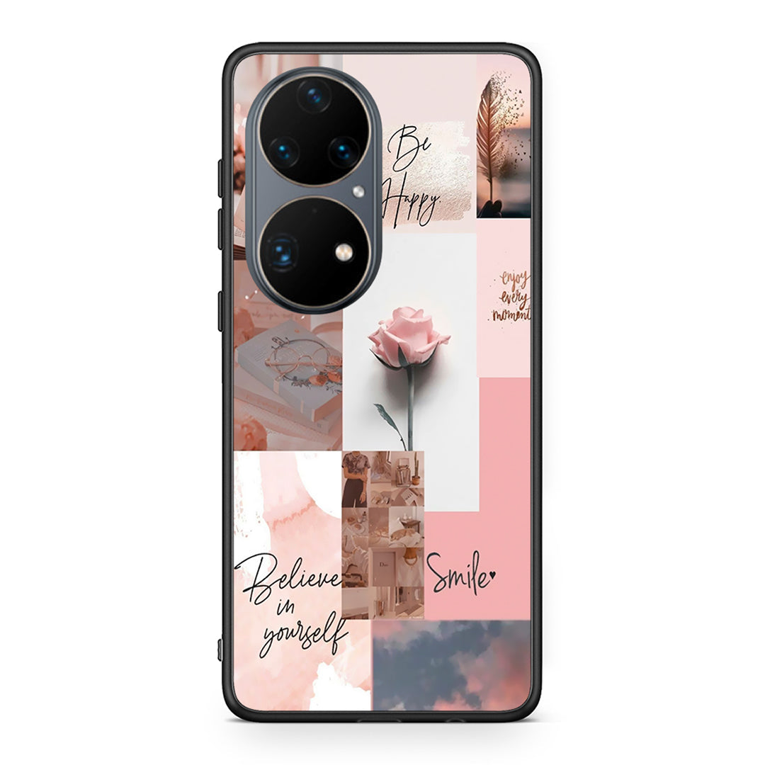 Huawei P50 Pro Aesthetic Collage θήκη από τη Smartfits με σχέδιο στο πίσω μέρος και μαύρο περίβλημα | Smartphone case with colorful back and black bezels by Smartfits