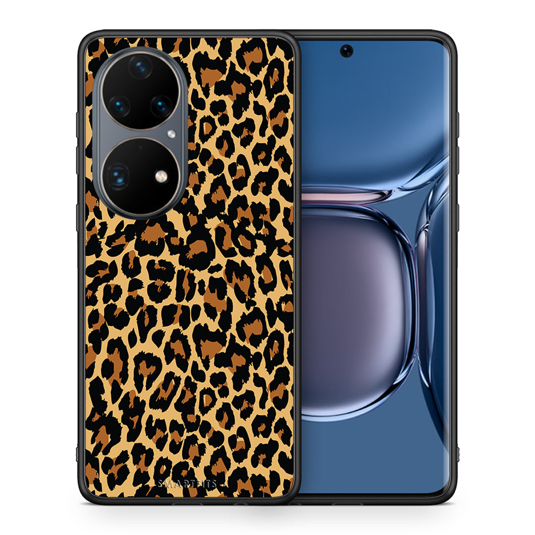 Θήκη Huawei P50 Pro Leopard Animal από τη Smartfits με σχέδιο στο πίσω μέρος και μαύρο περίβλημα | Huawei P50 Pro Leopard Animal case with colorful back and black bezels
