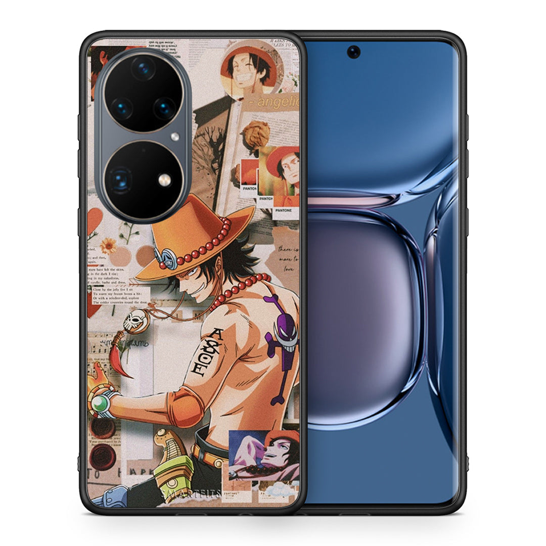 Θήκη Huawei P50 Pro Anime Collage από τη Smartfits με σχέδιο στο πίσω μέρος και μαύρο περίβλημα | Huawei P50 Pro Anime Collage case with colorful back and black bezels