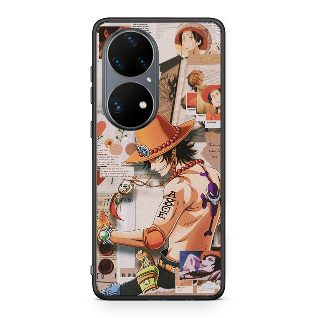 Huawei P50 Pro Anime Collage θήκη από τη Smartfits με σχέδιο στο πίσω μέρος και μαύρο περίβλημα | Smartphone case with colorful back and black bezels by Smartfits