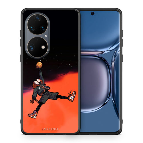 Θήκη Huawei P50 Pro Basketball Hero από τη Smartfits με σχέδιο στο πίσω μέρος και μαύρο περίβλημα | Huawei P50 Pro Basketball Hero case with colorful back and black bezels