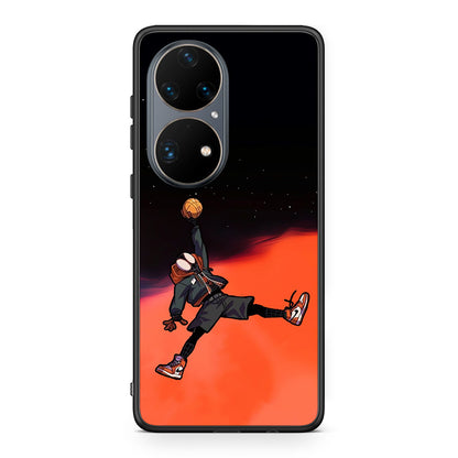 Huawei P50 Pro Basketball Hero θήκη από τη Smartfits με σχέδιο στο πίσω μέρος και μαύρο περίβλημα | Smartphone case with colorful back and black bezels by Smartfits