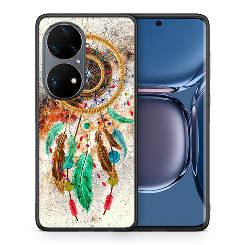 Θήκη Huawei P50 Pro DreamCatcher Boho από τη Smartfits με σχέδιο στο πίσω μέρος και μαύρο περίβλημα | Huawei P50 Pro DreamCatcher Boho case with colorful back and black bezels