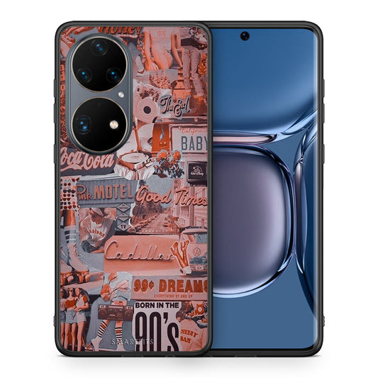 Θήκη Huawei P50 Pro Born In 90s από τη Smartfits με σχέδιο στο πίσω μέρος και μαύρο περίβλημα | Huawei P50 Pro Born In 90s case with colorful back and black bezels