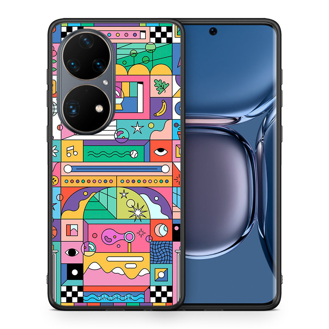 Θήκη Huawei P50 Pro Bubbles Soap από τη Smartfits με σχέδιο στο πίσω μέρος και μαύρο περίβλημα | Huawei P50 Pro Bubbles Soap case with colorful back and black bezels