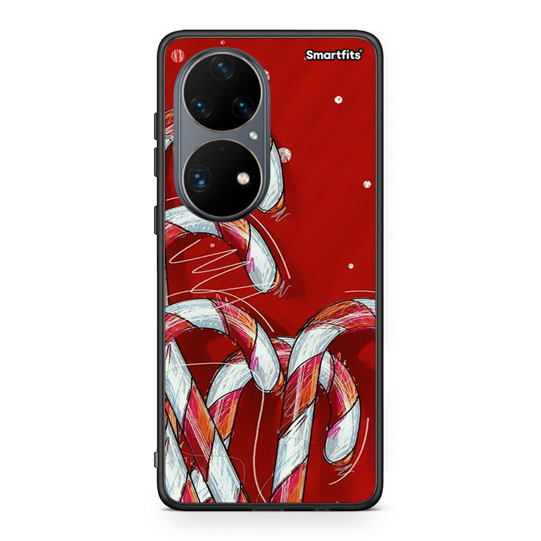 Huawei P50 Pro Candy Cane θήκη από τη Smartfits με σχέδιο στο πίσω μέρος και μαύρο περίβλημα | Smartphone case with colorful back and black bezels by Smartfits