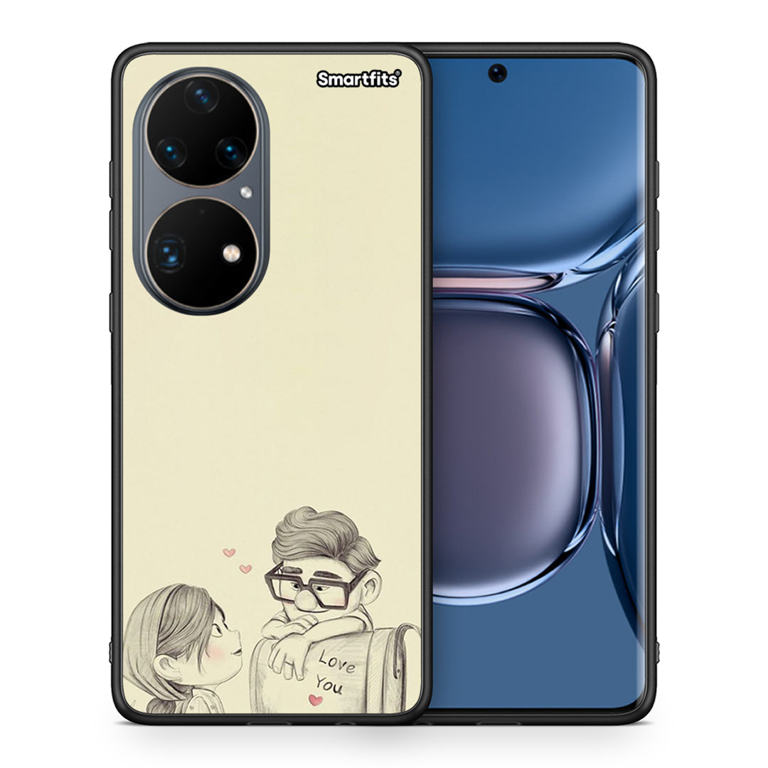 Θήκη Huawei P50 Pro Carl And Ellie από τη Smartfits με σχέδιο στο πίσω μέρος και μαύρο περίβλημα | Huawei P50 Pro Carl And Ellie case with colorful back and black bezels
