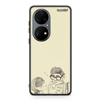 Huawei P50 Pro Carl And Ellie θήκη από τη Smartfits με σχέδιο στο πίσω μέρος και μαύρο περίβλημα | Smartphone case with colorful back and black bezels by Smartfits
