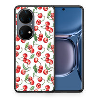 Thumbnail for Θήκη Huawei P50 Pro Cherry Summer από τη Smartfits με σχέδιο στο πίσω μέρος και μαύρο περίβλημα | Huawei P50 Pro Cherry Summer case with colorful back and black bezels