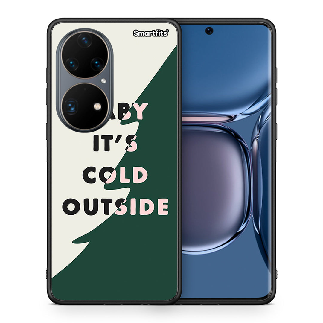 Θήκη Huawei P50 Pro Cold Outside από τη Smartfits με σχέδιο στο πίσω μέρος και μαύρο περίβλημα | Huawei P50 Pro Cold Outside case with colorful back and black bezels