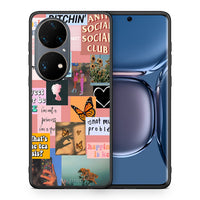 Thumbnail for Θήκη Αγίου Βαλεντίνου Huawei P50 Pro Collage Bitchin από τη Smartfits με σχέδιο στο πίσω μέρος και μαύρο περίβλημα | Huawei P50 Pro Collage Bitchin case with colorful back and black bezels