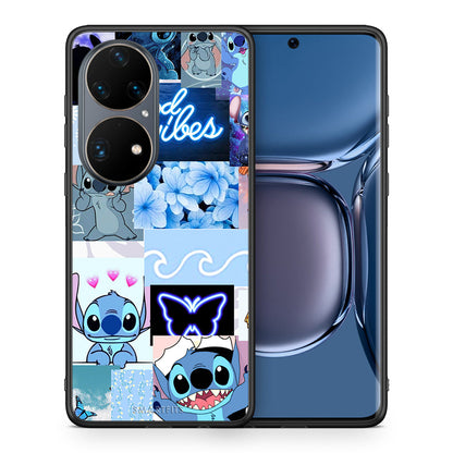 Θήκη Αγίου Βαλεντίνου Huawei P50 Pro Collage Good Vibes από τη Smartfits με σχέδιο στο πίσω μέρος και μαύρο περίβλημα | Huawei P50 Pro Collage Good Vibes case with colorful back and black bezels