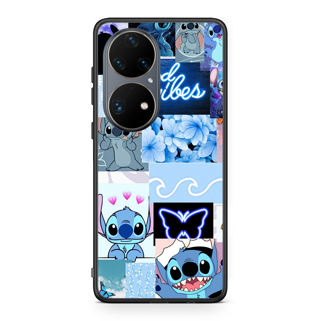 Huawei P50 Pro Collage Good Vibes Θήκη Αγίου Βαλεντίνου από τη Smartfits με σχέδιο στο πίσω μέρος και μαύρο περίβλημα | Smartphone case with colorful back and black bezels by Smartfits