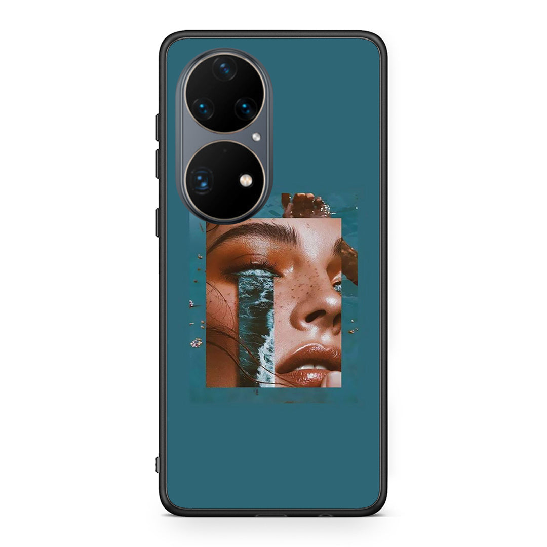 Huawei P50 Pro Cry An Ocean θήκη από τη Smartfits με σχέδιο στο πίσω μέρος και μαύρο περίβλημα | Smartphone case with colorful back and black bezels by Smartfits