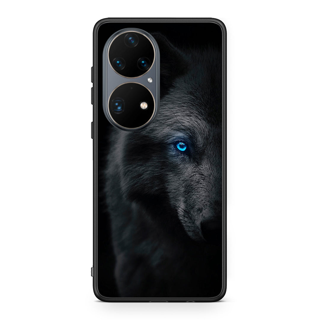 Huawei P50 Pro Dark Wolf θήκη από τη Smartfits με σχέδιο στο πίσω μέρος και μαύρο περίβλημα | Smartphone case with colorful back and black bezels by Smartfits