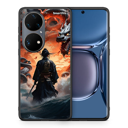 Θήκη Huawei P50 Pro Dragons Fight από τη Smartfits με σχέδιο στο πίσω μέρος και μαύρο περίβλημα | Huawei P50 Pro Dragons Fight case with colorful back and black bezels