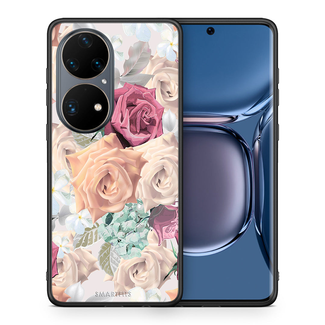 Θήκη Huawei P50 Pro Bouquet Floral από τη Smartfits με σχέδιο στο πίσω μέρος και μαύρο περίβλημα | Huawei P50 Pro Bouquet Floral case with colorful back and black bezels