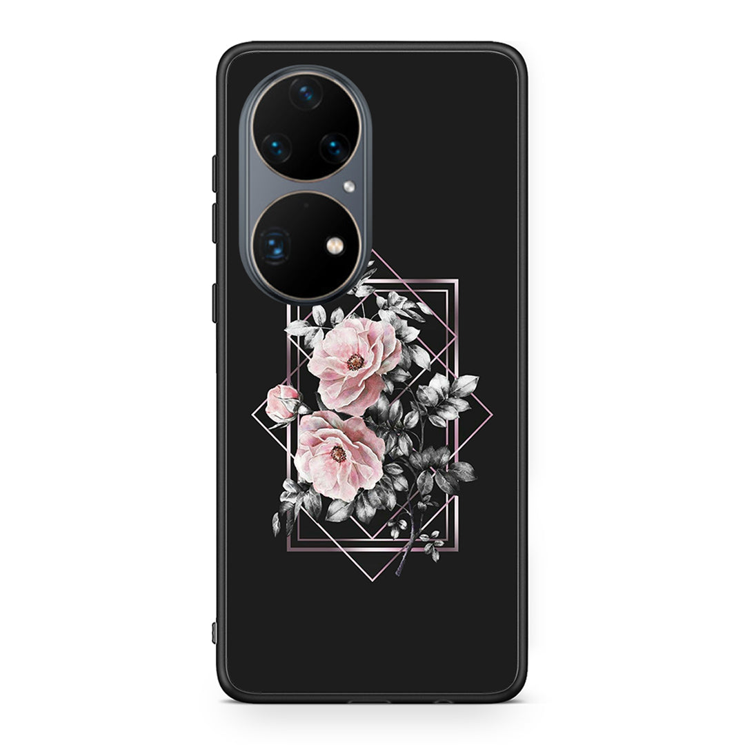 4 - Huawei P50 Pro Frame Flower case, cover, bumper