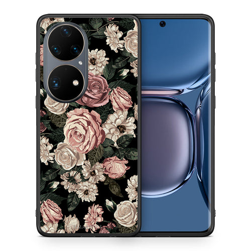 Θήκη Huawei P50 Pro Wild Roses Flower από τη Smartfits με σχέδιο στο πίσω μέρος και μαύρο περίβλημα | Huawei P50 Pro Wild Roses Flower case with colorful back and black bezels