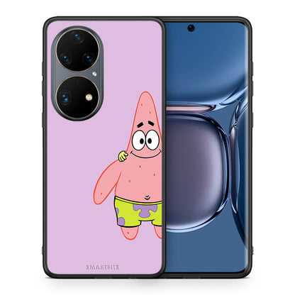 Θήκη Huawei P50 Pro Friends Patrick από τη Smartfits με σχέδιο στο πίσω μέρος και μαύρο περίβλημα | Huawei P50 Pro Friends Patrick case with colorful back and black bezels