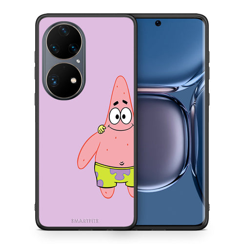 Θήκη Huawei P50 Pro Friends Patrick από τη Smartfits με σχέδιο στο πίσω μέρος και μαύρο περίβλημα | Huawei P50 Pro Friends Patrick case with colorful back and black bezels