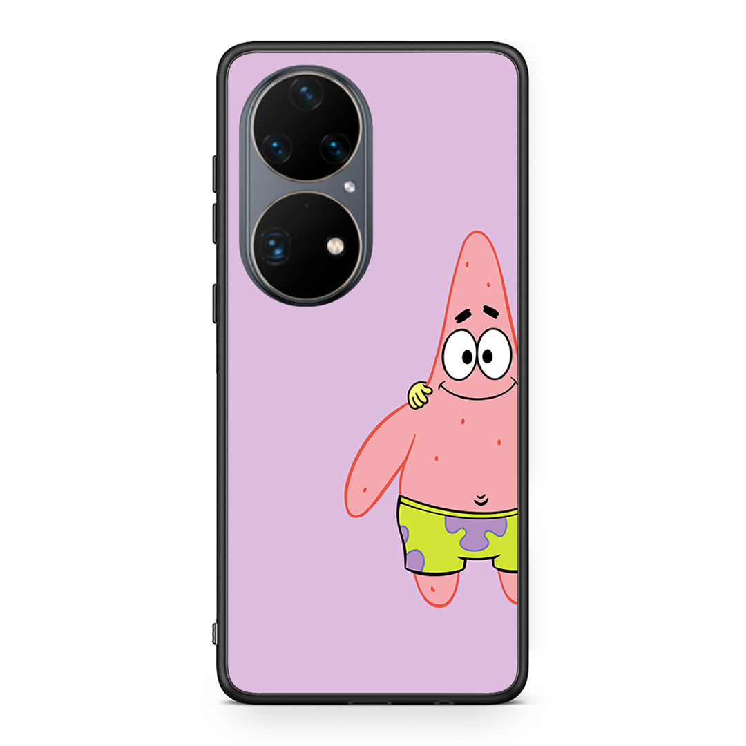 Huawei P50 Pro Friends Patrick θήκη από τη Smartfits με σχέδιο στο πίσω μέρος και μαύρο περίβλημα | Smartphone case with colorful back and black bezels by Smartfits
