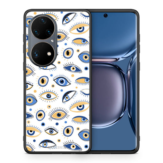 Θήκη Huawei P50 Pro Ftou Ftou από τη Smartfits με σχέδιο στο πίσω μέρος και μαύρο περίβλημα | Huawei P50 Pro Ftou Ftou case with colorful back and black bezels