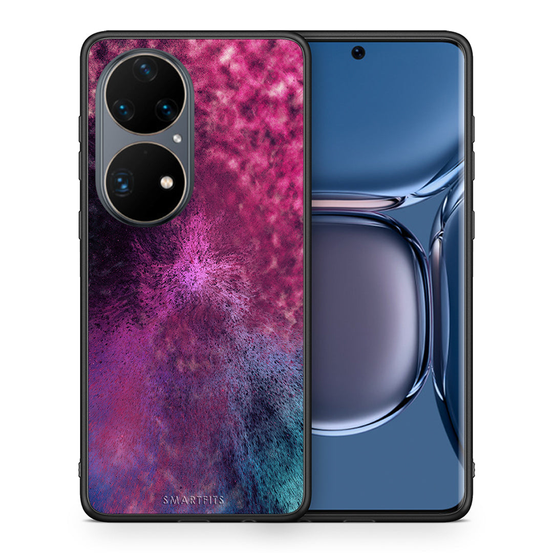 Θήκη Huawei P50 Pro Aurora Galaxy από τη Smartfits με σχέδιο στο πίσω μέρος και μαύρο περίβλημα | Huawei P50 Pro Aurora Galaxy case with colorful back and black bezels