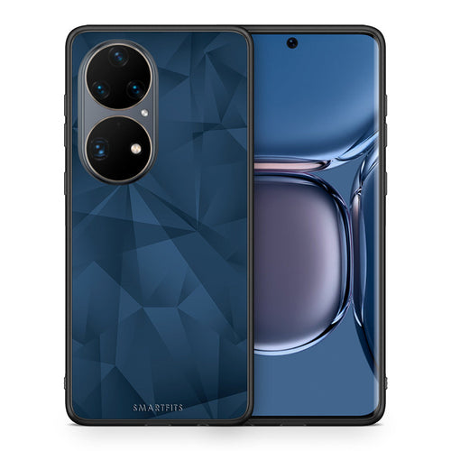 Θήκη Huawei P50 Pro Blue Abstract Geometric από τη Smartfits με σχέδιο στο πίσω μέρος και μαύρο περίβλημα | Huawei P50 Pro Blue Abstract Geometric case with colorful back and black bezels