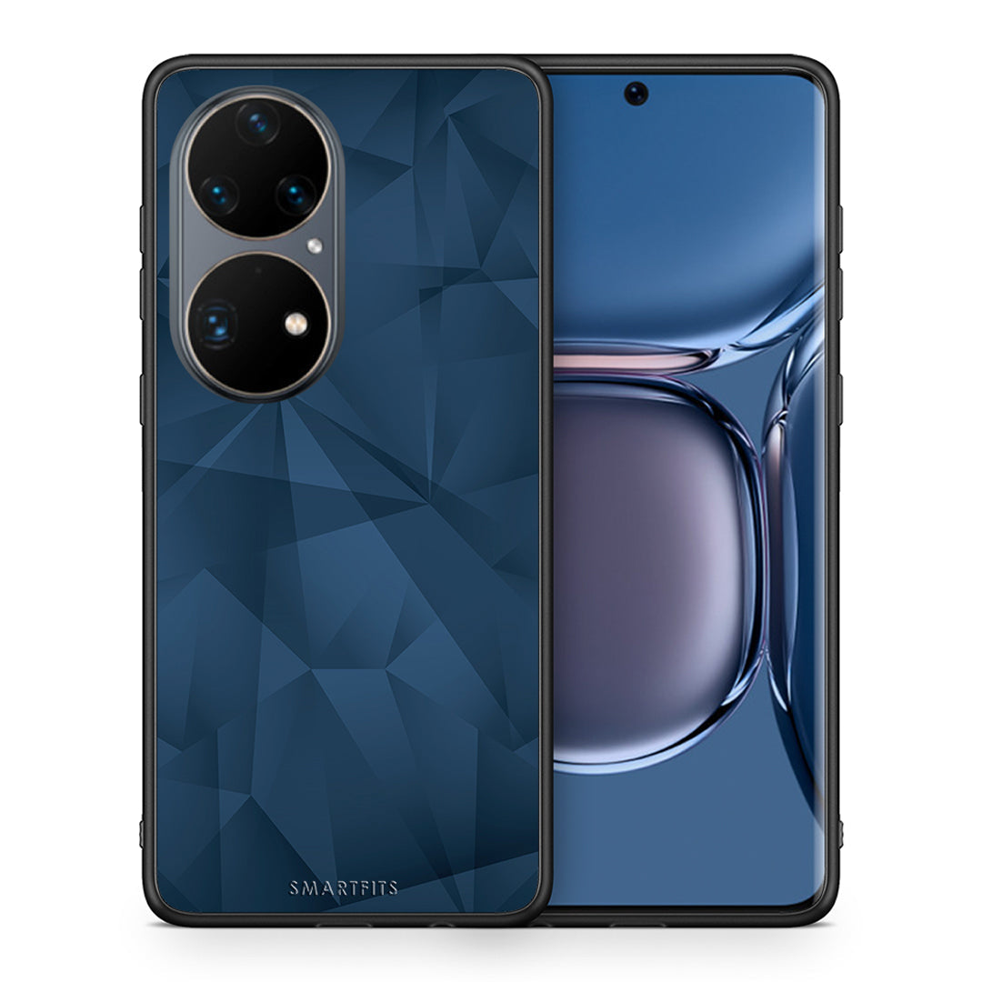 Θήκη Huawei P50 Pro Blue Abstract Geometric από τη Smartfits με σχέδιο στο πίσω μέρος και μαύρο περίβλημα | Huawei P50 Pro Blue Abstract Geometric case with colorful back and black bezels